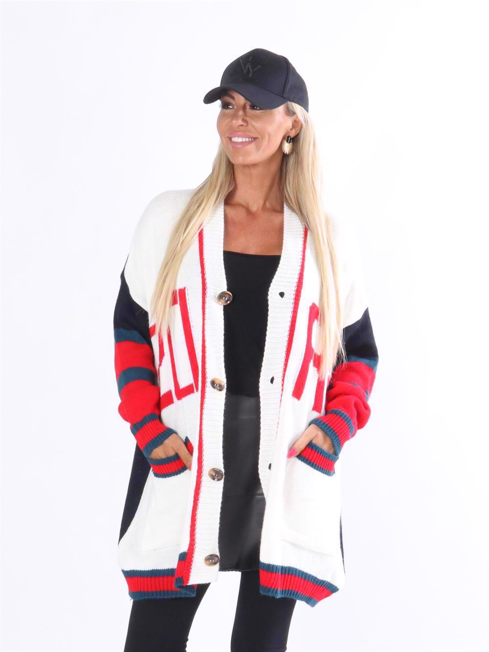 Naomi - Flerfarvet cardigan i high school look